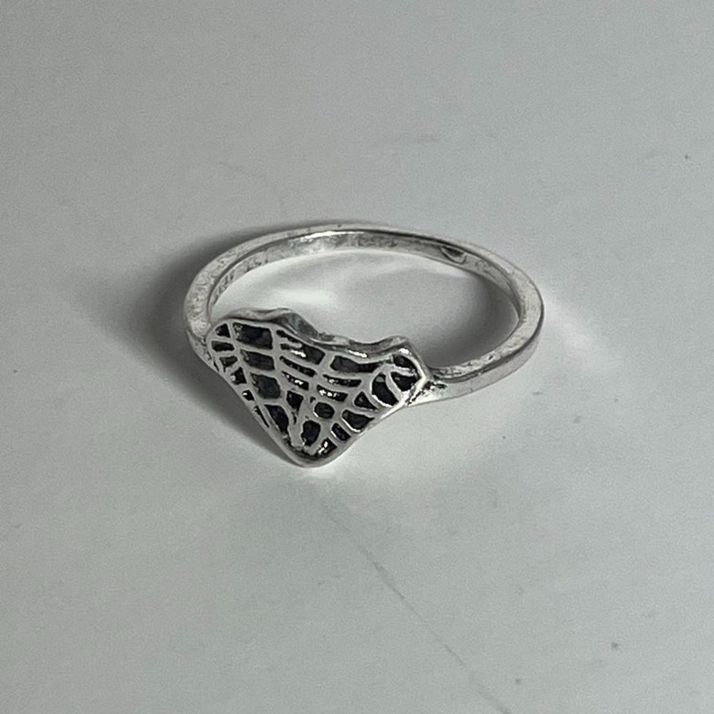 Y2K Spider Web Silver Ring